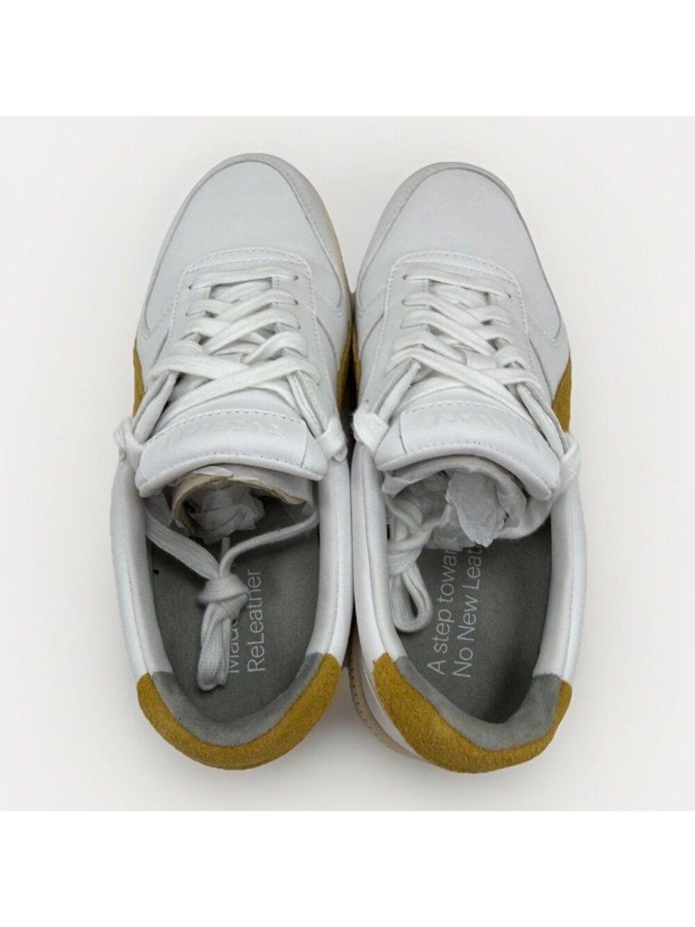 Everlane ReLeather® Court Sneaker size 6 Women's Lace-up Shoes White/Mustard - Picture 6 of 9